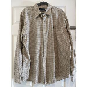 Ralph Lauren Shirt Mens XXL Yellow Purple Plaid  Long Sleeve Button Down Cotton